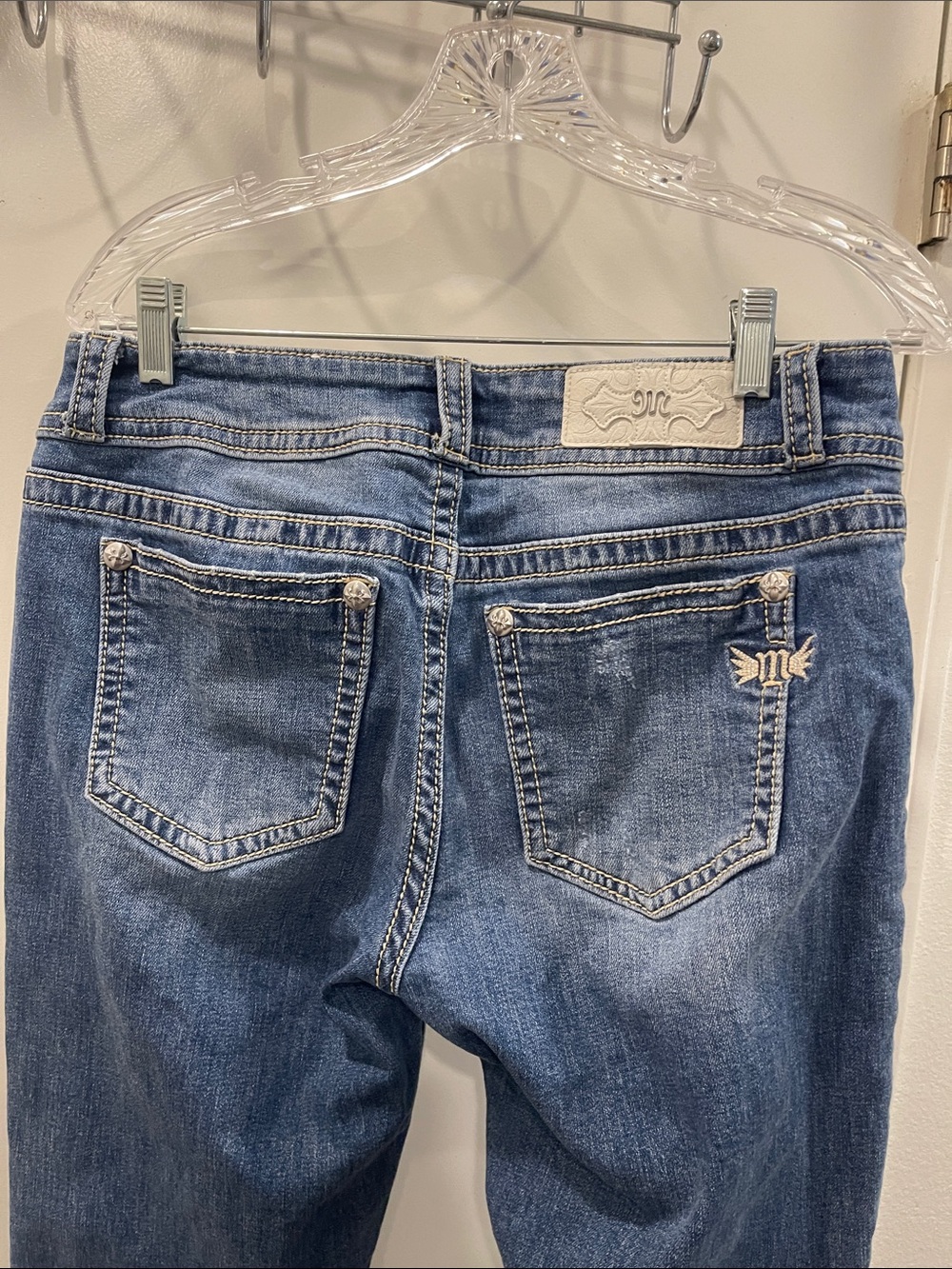 Miss Me Medium Blue Bootcut Jeans with Decorative Pockets - Picture 5 of 11
